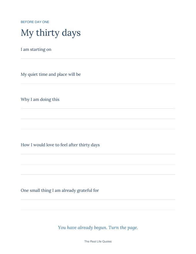 Sample page: Your intention page