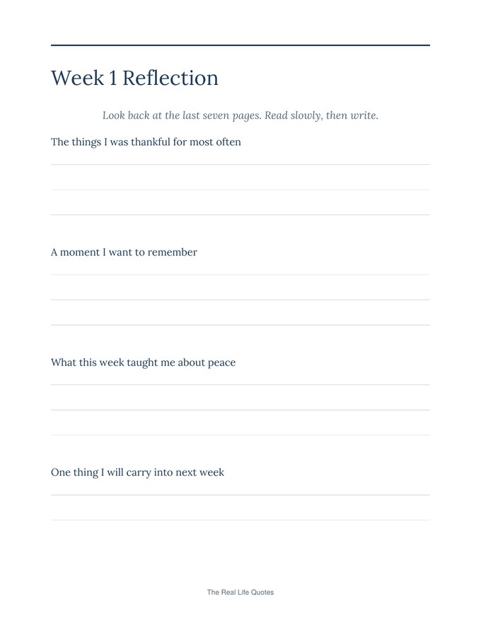 Sample page: A weekly reflection